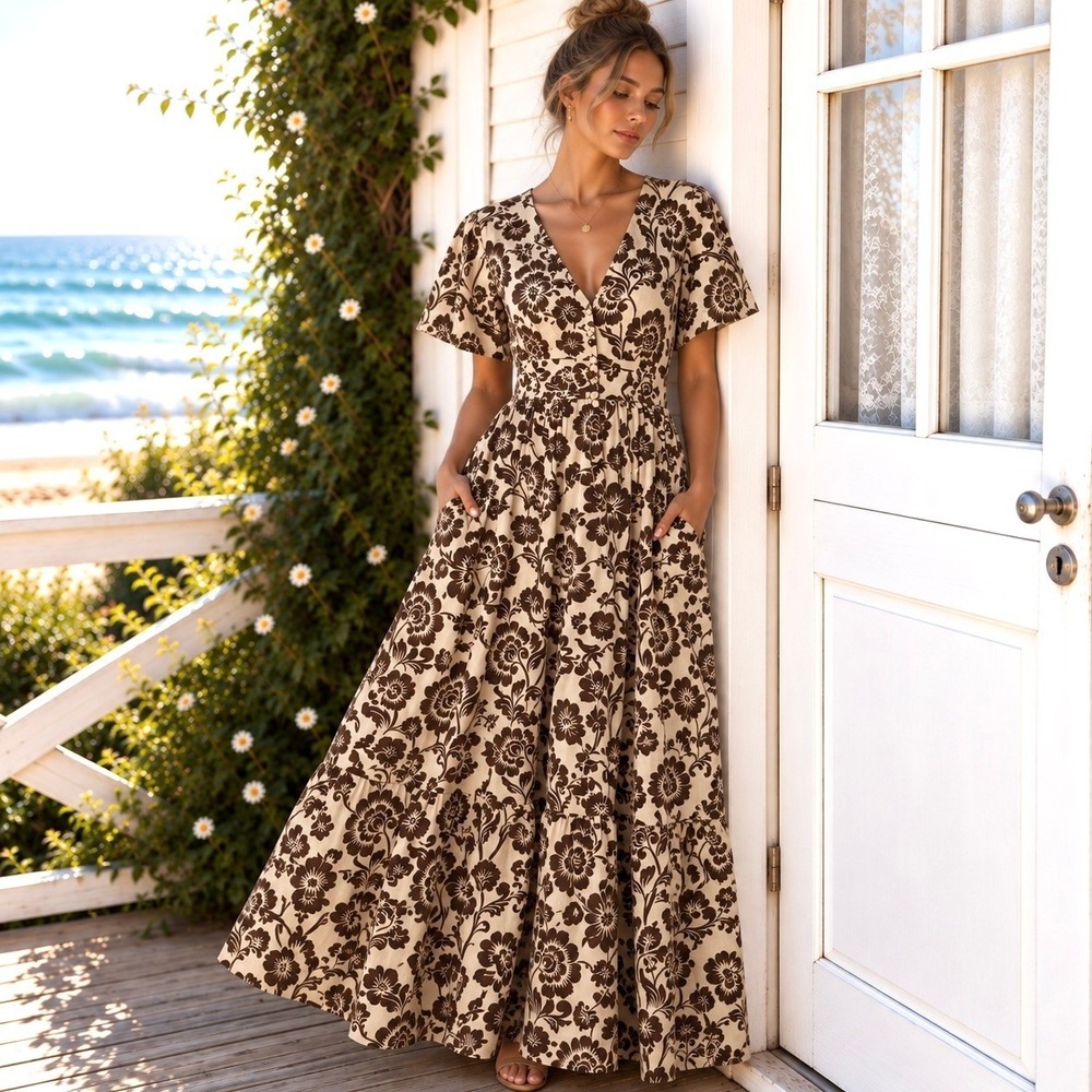 Anthropologie Kings Road Sz Medium Maxi Dress Cottagecore Prairie Romantic Boho